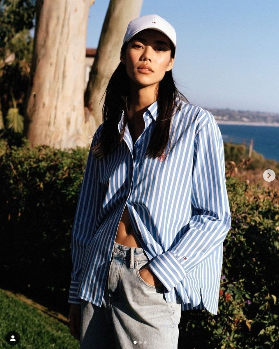 Crimson Stripe Oversized Shirt