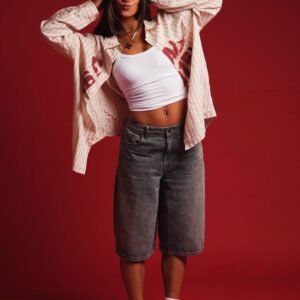 Crimson Stripe Oversized Shirt